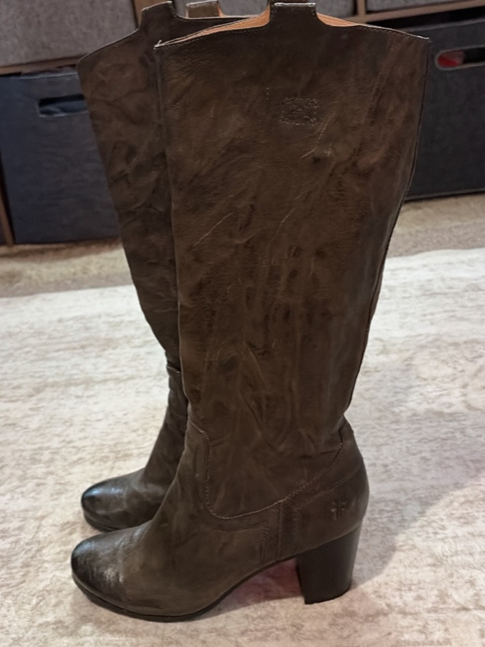 Frye Women's Tall Leather Heeled Boots in Dark Brown